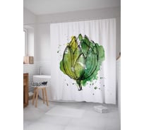 Штора (занавеска) для ванной JoyArty "Акварельный артишок" из сатена, 180х200 см с крючками, sc_38897