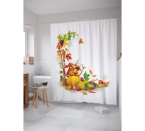 Штора (занавеска) для ванной JoyArty "Осенний урожай" из сатена, 180х200 см с крючками, sc_53273