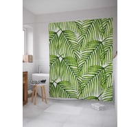 Штора (занавеска) для ванной JoyArty "Тропическое полотно" из сатена, 180х200 см с крючками, sc_38859
