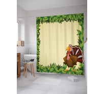 Штора (занавеска) для ванной JoyArty "Индюк на День Благодарения" из сатена, 180х200 см с крючками, sc_53271