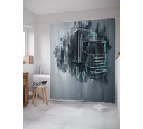 Штора (занавеска) для ванной JoyArty "Дальнобой" из сатена, 180х200 см с крючками, sc_53692