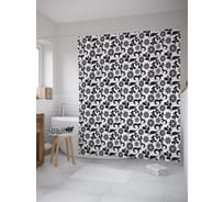 Штора (занавеска) для ванной JoyArty "Векторное цветение" из сатена, 180х200 см с крючками, sc_52515