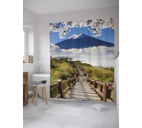 Штора (занавеска) для ванной JoyArty "Пейзажи японии" из сатена, 180х200 см с крючками, sc_32623