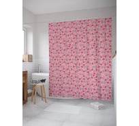 Штора (занавеска) для ванной JoyArty "Сердца с завитками" из сатена, 180х200 см с крючками, sc_58921