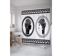 Штора (занавеска) для ванной JoyArty "Два портрета" из сатена, 180х200 см с крючками, sc_39499