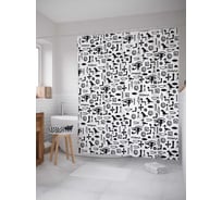 Штора (занавеска) для ванной JoyArty "Секретные символы" из сатена, 180х200 см с крючками, sc_32098