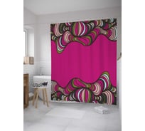 Штора (занавеска) для ванной JoyArty "Абстрактные волны" из сатена, 180х200 см с крючками, sc_32542