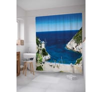 Штора (занавеска) для ванной JoyArty "Морской пейзаж" из сатена, 180х200 см с крючками, sc_32230