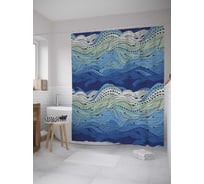 Штора (занавеска) для ванной JoyArty "Абстракция волн" из сатена, 180х200 см с крючками, sc_32585
