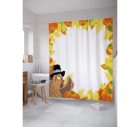 Штора (занавеска) для ванной JoyArty "Индюк и тыквы" из сатена, 180х200 см с крючками, sc_53272