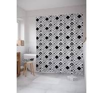Штора (занавеска) для ванной JoyArty "Орнаментальная геометрия" из сатена, 180х200 см с крючками, sc_57722