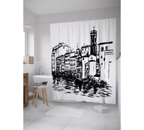 Штора (занавеска) для ванной JoyArty "Промышленный район" из сатена, 180х200 см с крючками, sc_31989