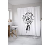 Штора (занавеска) для ванной JoyArty "Лотос бохо" из сатена, 180х200 см с крючками, sc_59508