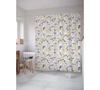 Штора (занавеска) для ванной JoyArty "Пчелы над ромашками" из сатена, 180х200 см с крючками, sc_53088