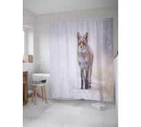 Штора (занавеска) для ванной JoyArty "Остроухая лиса" из сатена, 180х200 см с крючками, sc_39203