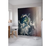 Штора (занавеска) для ванной JoyArty "Облака в лучах" из сатена, 180х200 см с крючками, sc_39262