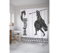 Штора (занавеска) для ванной JoyArty "Воин и дракон" из сатена, 180х200 см с крючками, sc_39496