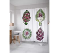 Штора (занавеска) для ванной JoyArty "Вид артишока" из сатена, 180х200 см с крючками, sc_38887