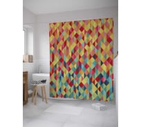 Штора (занавеска) для ванной JoyArty "Абстрактный кубизм" из сатена, 180х200 см с крючками, sc_31978