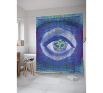 Штора (занавеска) для ванной JoyArty "Медитация во взгляде" из сатена, 180х200 см с крючками, sc_39151