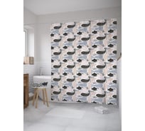 Штора (занавеска) для ванной JoyArty "Ситуэты китов" из сатена, 180х200 см с крючками, sc_55356