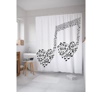 Штора (занавеска) для ванной JoyArty "Романтические ноты" из сатена, 180х200 см с крючками, sc_58798