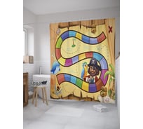 Штора (занавеска) для ванной JoyArty "Настольная игра Пираты" из сатена, 180х200 см с крючками, sc_55273