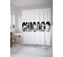 Штора (занавеска) для ванной JoyArty "Надпись чикаго" из сатена, 180х200 см с крючками, sc_60417