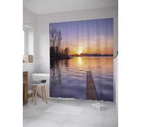 Штора (занавеска) для ванной JoyArty "Причал на рассвете" из сатена, 180х200 см с крючками, sc_32601
