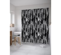 Штора (занавеска) для ванной JoyArty "Вертикальные штрихи" из сатена, 180х200 см с крючками, sc_52525