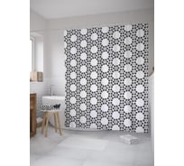 Штора (занавеска) для ванной JoyArty "Геометрическая перфорация" из сатена, 180х200 см с крючками, sc_60408