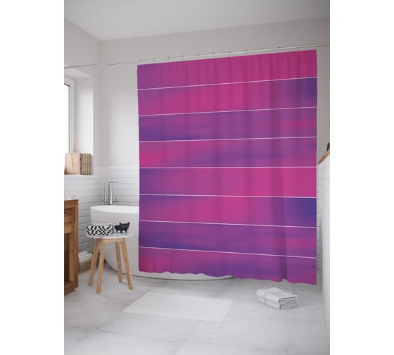 Штора (занавеска) для ванной JoyArty "Градиентные полосы" из сатена, 180х200 см с крючками, sc_38988 1