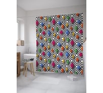Штора (занавеска) для ванной JoyArty "Векторные конусы" из сатена, 180х200 см с крючками, sc_59216