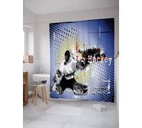 Штора (занавеска) для ванной JoyArty "Хоккейный вратарь" из сатена, 180х200 см с крючками, sc_54241