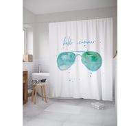 Штора (занавеска) для ванной JoyArty "Лето в очках" из сатена, 180х200 см с крючками, sc_53753