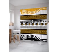 Штора (занавеска) для ванной JoyArty "Античные бордюры" из сатена, 180х200 см с крючками, sc_53994