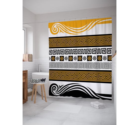 Штора (занавеска) для ванной JoyArty "Античные бордюры" из сатена, 180х200 см с крючками, sc_53994 1