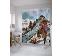 Штора (занавеска) для ванной JoyArty "Покорение вершины" из сатена, 180х200 см с крючками, sc_60529