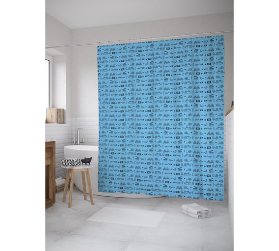 Штора (занавеска) для ванной JoyArty "Кинематограф ретро" из сатена, 180х200 см с крючками, sc_59382 1