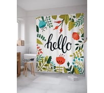 Штора (занавеска) для ванной JoyArty "Цветочное приветствие" из сатена, 180х200 см с крючками, sc_52978