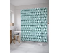 Штора (занавеска) для ванной JoyArty "Горошек между зигзагообразными линиями" из сатена, 180х200 см с крючками, sc_59254