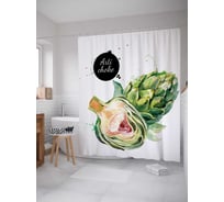 Штора (занавеска) для ванной JoyArty "Разрез артишока" из сатена, 180х200 см с крючками, sc_38919