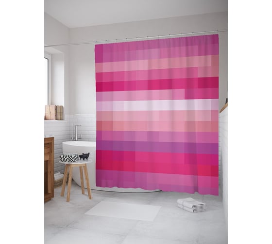 Штора (занавеска) для ванной JoyArty "Разорванные полосы" из сатена, 180х200 см с крючками, sc_38973 1