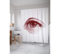 Штора (занавеска) для ванной JoyArty "Пиксельный глаз" из сатена, 180х200 см с крючками, sc_39150