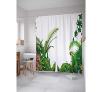 Штора (занавеска) для ванной JoyArty "Сквозь тропики" из сатена, 180х200 см с крючками, sc_38879