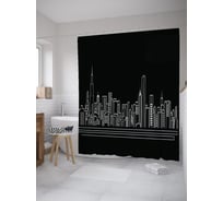 Штора (занавеска) для ванной JoyArty "Абрис Чикаго" из сатена, 180х200 см с крючками, sc_60442