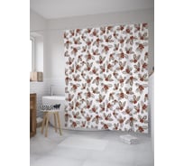 Штора (занавеска) для ванной JoyArty "Рождественская омела" из сатена, 180х200 см с крючками, sc_52603