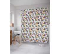 Штора (занавеска) для ванной JoyArty "Цветочные векторные краски" из сатена, 180х200 см с крючками, sc_54516