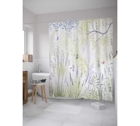 Штора (занавеска) для ванной JoyArty "Полевая флора" из сатена, 180х200 см с крючками, sc_32392