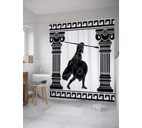 Штора (занавеска) для ванной JoyArty "Греческий воин" из сатена, 180х200 см с крючками, sc_39485